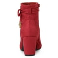 thumbnail image 4 of Botines De Arco De Cremallera Talón De Bloque Dedo Del Pie En Punta Para Mujer Rojo 38.5, 4 of 7