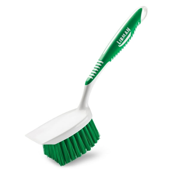 Libman Heavy Duty Scrub Brush with Green Fibers White Handle, 4.5 inch Wide