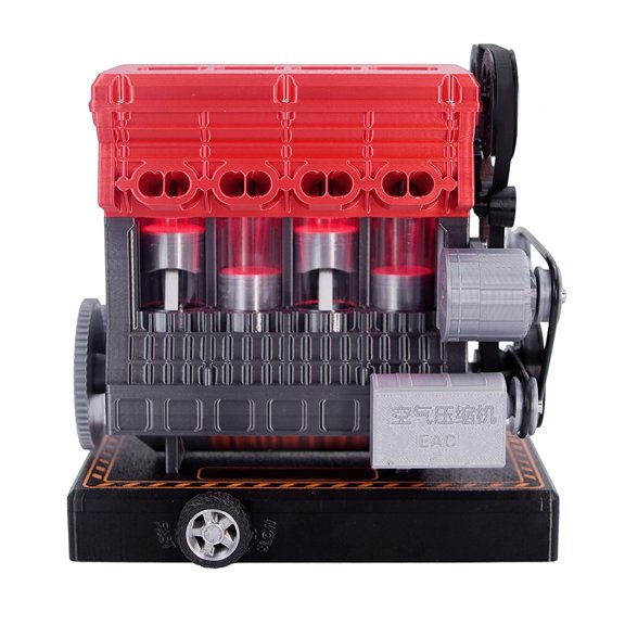 ENJOMOR Inline 4-Cylinder Engine Model Kit with Red LED 150+PCS