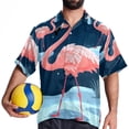 thumbnail image 4 of Flamingo Tropical Rainforest Men's Short Sleeve Poplin Shirts with Spread Collar Tops, Casual Printed Button Down Short Summer Beach Shirts for Men and Women, 4 of 6
