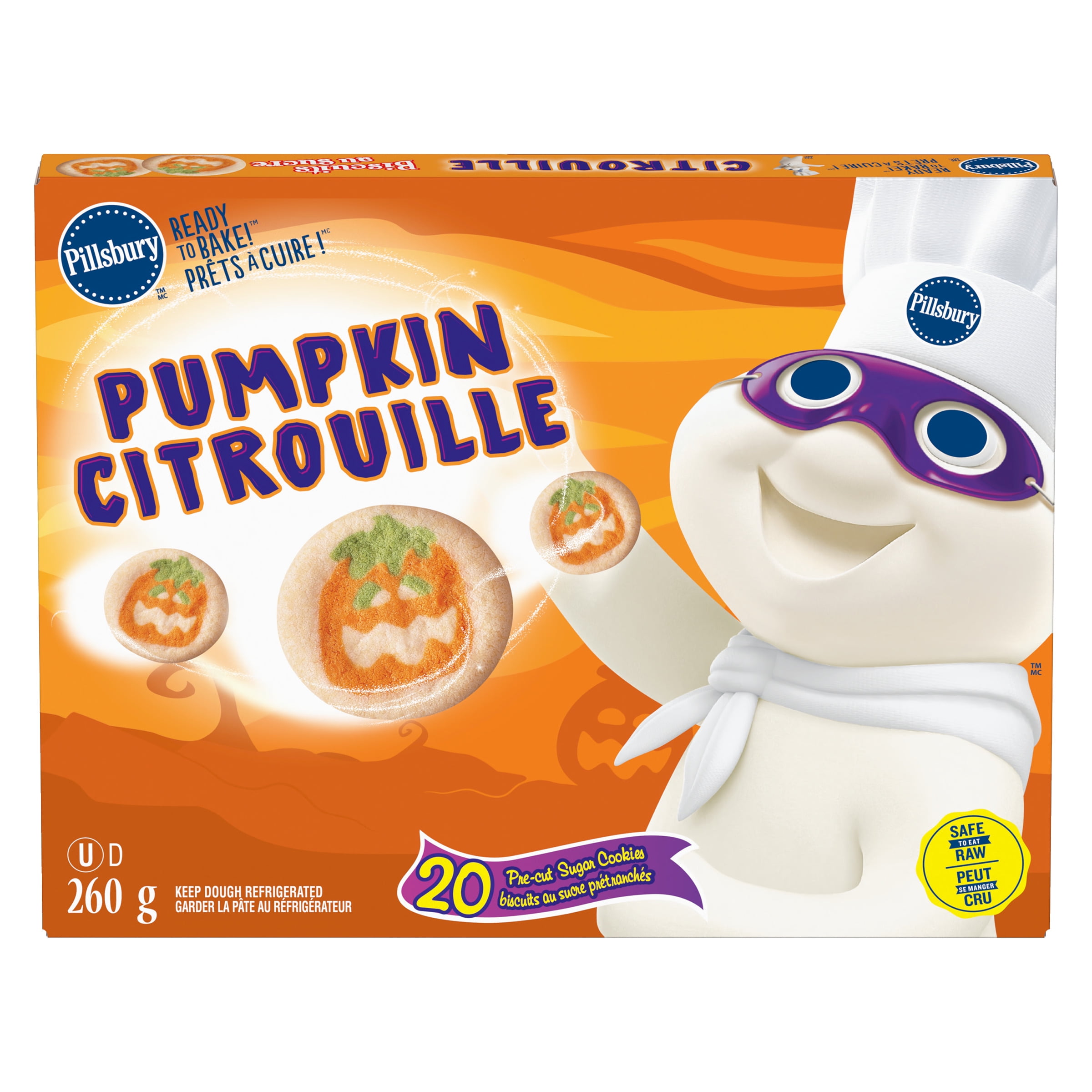 Pillsbury Ready to Bake! Sugar Cookies Pumpkin, 20 Pre-cut Sugar Cookies, 260 g