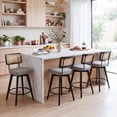 thumbnail image 6 of Zesthouse 26.2" Swivel Counter Height Bar Stools Set of 2, Upholstered Linen Counter Stools with Rattan Back, Mid Century Barstools with Solid Wood Frame for Kitchen Island, Gray, 6 of 12