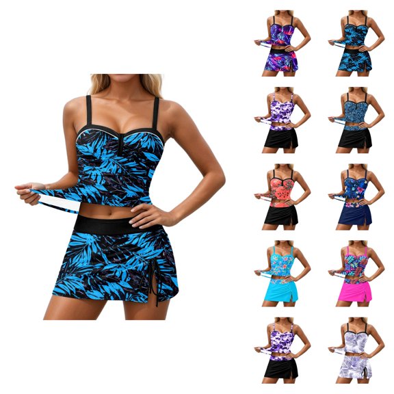 Swim Suits for Women 2026 Bikini Top With Skirted Bottom Womens Swimsuits Tankini Two Piece Outfit for Beach