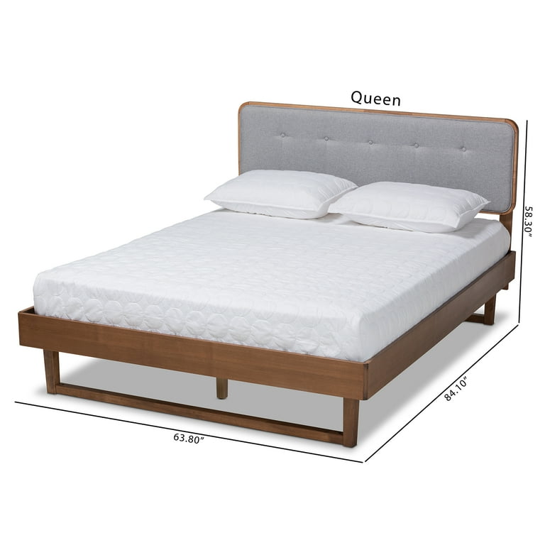 Baxton Studio Natalia Mid-Century Modern Light Grey Fabric Upholstered and Ash Walnut Finished Wood King Size Platform Bed Baxton Studio Natalia Mid-Century Modern Light Grey Fabric Upholstered and Ash Walnut Finished Wood King Size Platform Bed