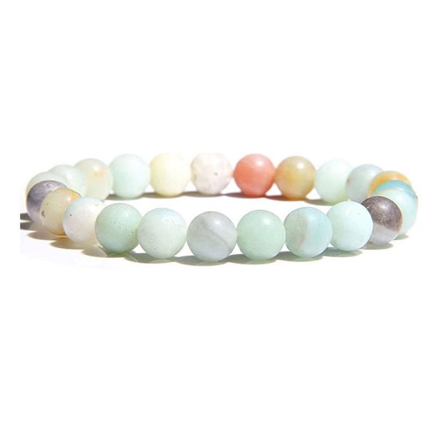 Nvzi Pulsera de cuentas hecha a mano, pulsera de cuentas de piedra de cristal natural de 8 mm (coloreada)
