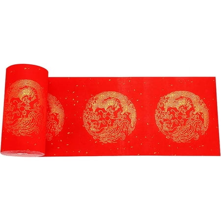 Namzi Chinese Spring Festival Scrolls Red Xuan Paper, Blank Thicken Chinese Couplets Chunlian Paper for New Year Party Decor, 23cm x 20m(9" x 787"), Dragon and Phoenix
