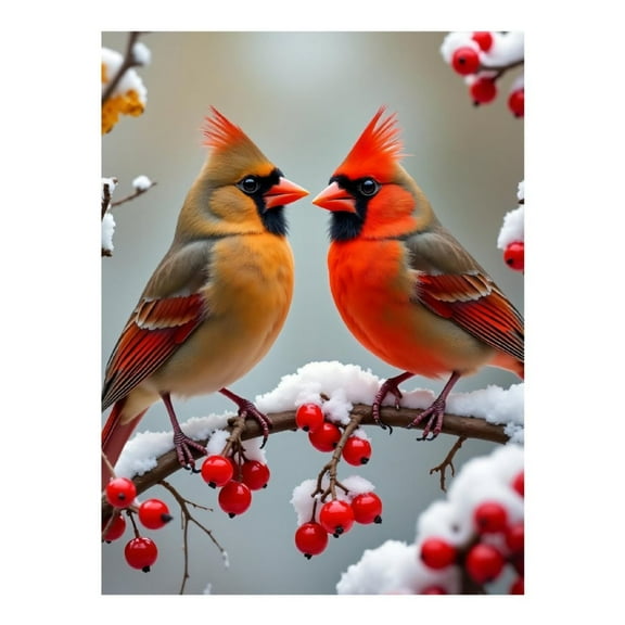 Diamond Art Kit for Adults, Classic Cardinal Bird Botanical Print No.63 Diamond Painting for Adults Beginners, 5D DIY Diamond Art Painting Kits, Colorful Diamond Painting Craft for Home Decor 12x16r