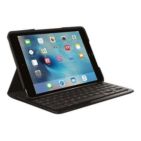 Logitech FOCUS - Keyboard and folio case - Bluetooth - black keyboard, black case - for Apple iPad mini 4 (4th generation)
