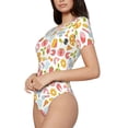 thumbnail image 2 of Daiia Afternoon Tea print Women's Crew Neck Short Sleeve Bodysuit Fashion Tops Fit Casual Basic Extender Bodysuit-XX-Large, 2 of 9