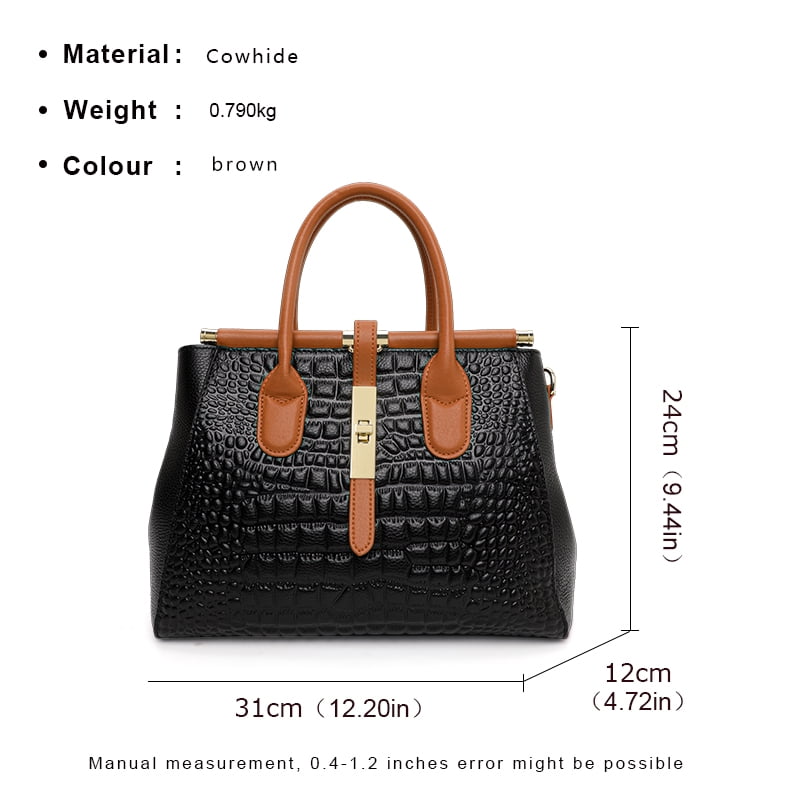 Genuine leather crocodile snake-print women's handbag 2025 detachable shoulder strap large capacity single shoulder strap