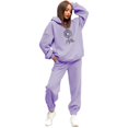 thumbnail image 1 of Gibobby Conjunto de sudadera y pantalones Traje pantalón de dos piezas con capucha informal y estampado floral de diente de león para mujer(Morado,G), 1 of 4