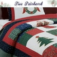 thumbnail image 2 of Cozy Line Home Fashions Ensemble de Literie Réversible Rustique avec Couronnes Patchwork de Noël, Couvre-Lit (Joyeux Noël, Simple - 2 Pcs), 2 of 4
