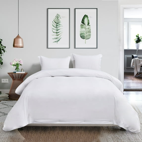 Duvet Cover 3 Piece Set – Ultra Soft Double Brushed Microfiber Hotel Collection – Comforter Cover with Button Closure and 2 Pillow Shams - White