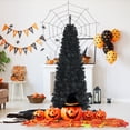 thumbnail image 3 of Gymax 6 FT Artificial PVC Slim Pencil Christmas Tree Pre-lit Black Halloween Tree, 3 of 10
