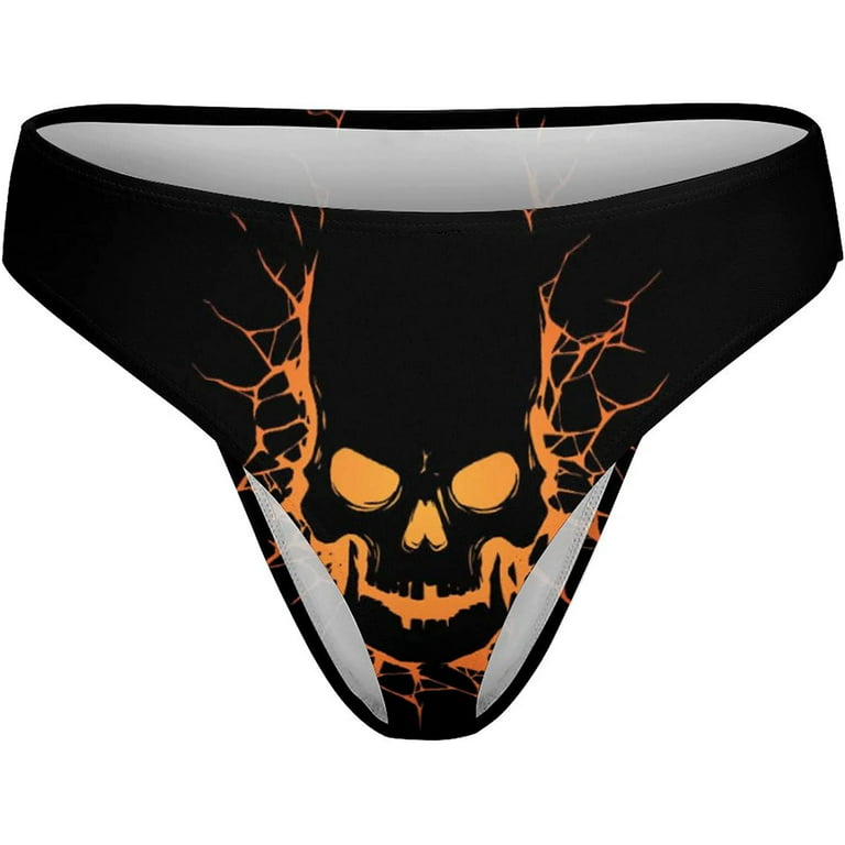 Black Skull with Crack Hole Women's Thongs Sexy T Back G-Strings