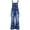 Blue, variant on Ruohan Women's Floral Denim Overalls Adjustable Straps Wide Leg Fringe Hem Jumpsuit