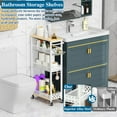 thumbnail image 4 of Rolling Slim Storage Cart, 4-Tier Narrow Bathroom Laundry Room Organization Cart, Metal Kitchen Storage Mobile Shelf Unit Organizer with Wood Top, Slim Utility Cart with Wheels for Small Space, 4 of 9