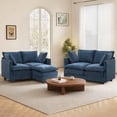 thumbnail image 5 of Dioepic 50" Loveseat Sofa Couch Deep Seat Chenille Fabric with Removable Ottoman 2 Pillows for Living Room and Small Spaces, Blue, 5 of 10