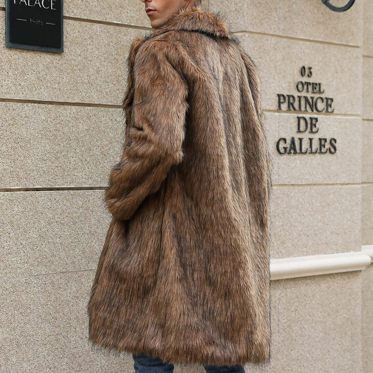 Extra Long Faux Fox Fur Coat Jacket Men 2023 Brand New North