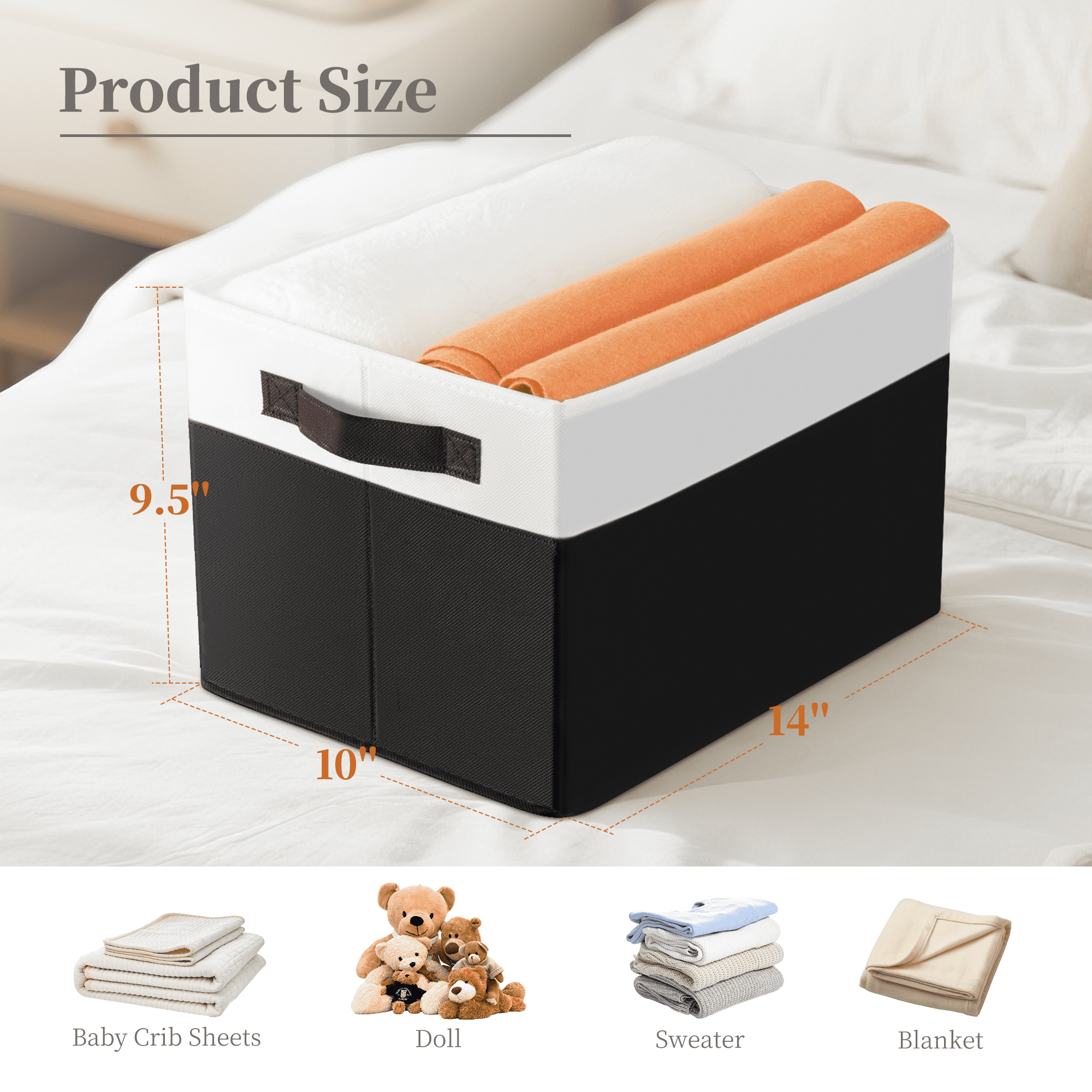 Criusia 6 Pack Large Cube Storage Bins for Shelves, Foldable Fabric Storage Cubes with Handles, Closet Organizers and Storage Bins for Clothes, Toys, Towels & Linen, Black