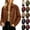 Coffee, variant on Cropped Shacket for Women-Button Down Faux Suede Jacket Collared Long Sleeve Short Coat Outerwear with Pockets Fall Spring Fashion