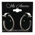 thumbnail image 2 of Silver-Tone & Black Colored Metal Dangle-Earrings #LQE3832, 2 of 2