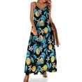 thumbnail image 1 of Vestido con estampado de frutas, hojas verdes, sexy, maxivestido con escote en V, informal, largo, con tirantes, moda coreana, vestido oversize, 1 of 7