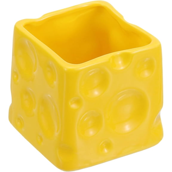 Ceramic Organizer Storage Jar Cheese Shape Cutlery Utensil Holder