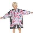 thumbnail image 3 of French Bulldog and Flower Blanket Hoodies for Kids 6-13YR Oversize Wearable Blanket Hoodies for Boys Girls Teens, 3 of 7