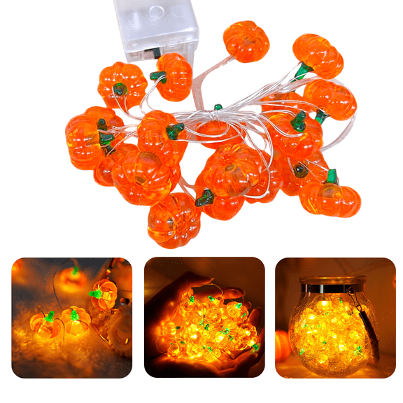 Thanksgiving Decor 3D Fall Pumpkin Lights Fall Decorations Total 1m 10LED Warm White Pumpkin String Lights Battery Operated for Autumn Thanksgiving Halloween Home Indoor Outdoor