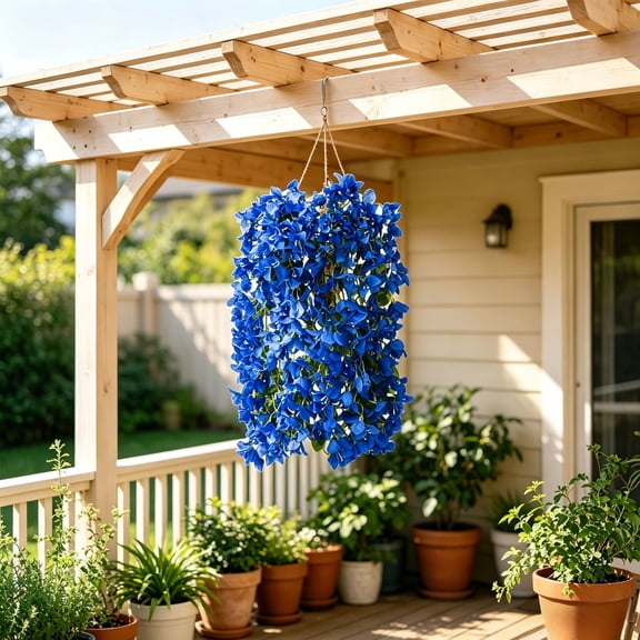 Artificial Fake Hanging Flowers for Outdoors Decoration,Bougainvillea with Leaves, UV Resistant No Fade Spring Sunmmer Decorations