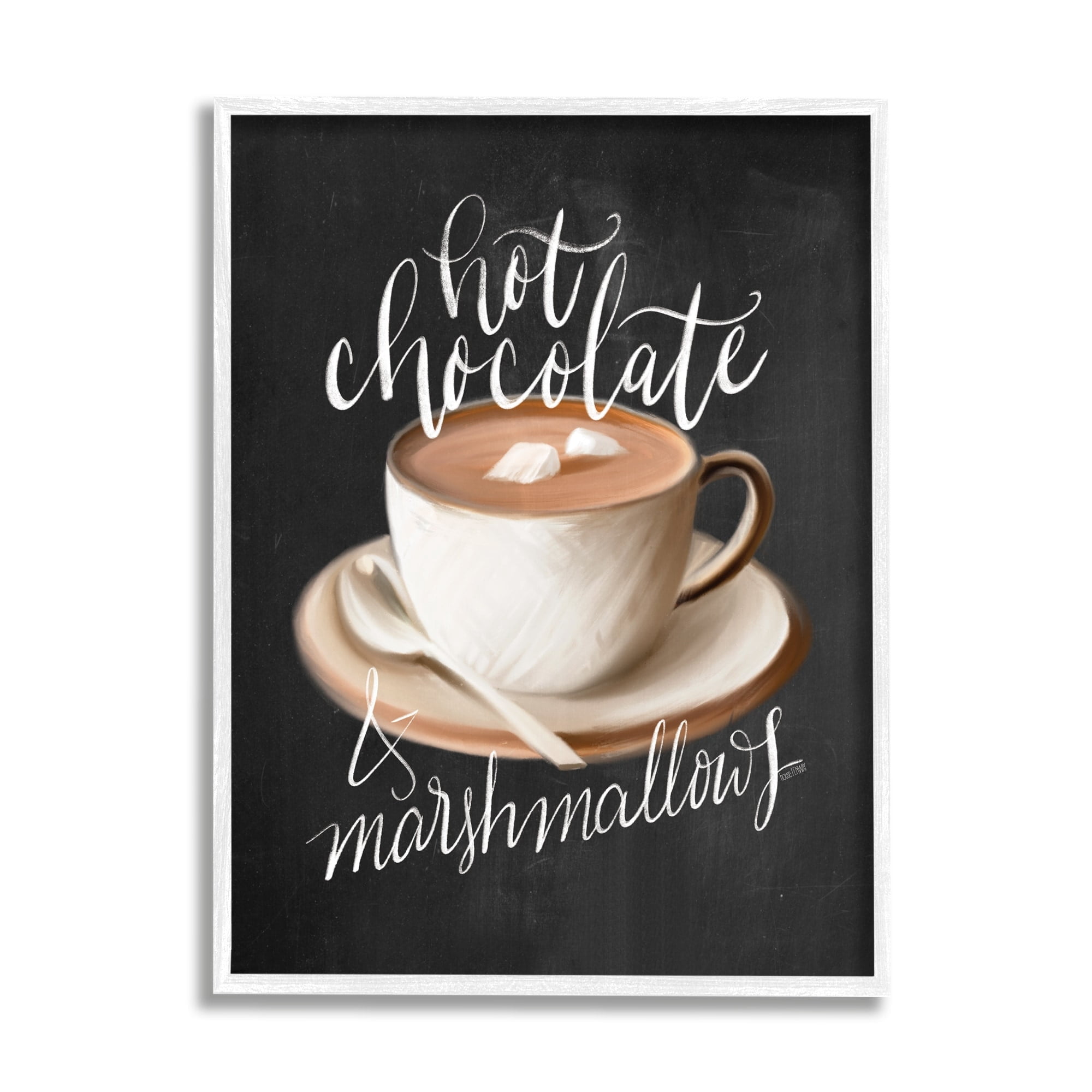 Stupell Industries Hot Chocolate Cozy Winter Beverage Calligraphy Cafe Sign Framed Wall Art, 16 x 20, Design by House Fenway