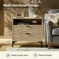 thumbnail image 4 of 2-Drawer Modern End Tables with Rear Charging Station V-shaped Design Matal Legs 2 Pieces for Living Room Walnut, 4 of 5