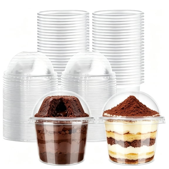 Bexikou 8oz Clear Plastic Cups with Lids,25 Sets Fruit Cups for Party, Disposable Parfait Cups with Dome Lids,Disposable Snack Bowls, Dessert Cups for Pudding, Cake, Ice Cream, Cupcake, Snacks