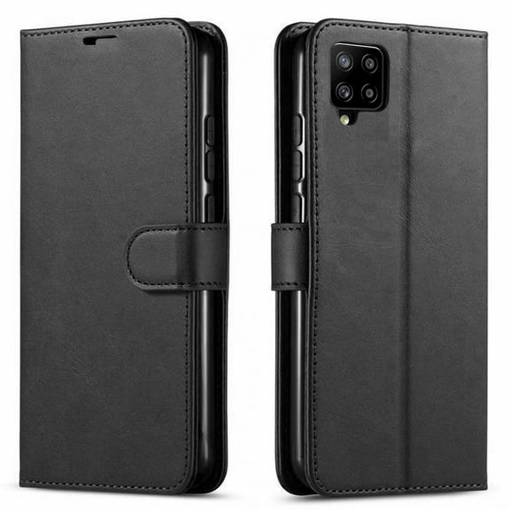 Samsung Galaxy A12 Case, Starshop Premium Leather Wallet Pocket Credit Card Slots-Black