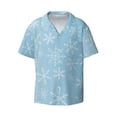 thumbnail image 2 of Lsque Snowflake Snowing print Men's Cuban Collar Short Sleeve Shirt Summer Beachwear Casual Button Down Fashionable Vacation Leisure Shirt-Medium, 2 of 7