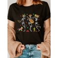 thumbnail image 1 of Women's Cinco De Mayo Skeleton Dancer Cotton T-Shirt - Tropical Sombrero & Maracas Print, Short Sleeve Crew Neck Casual Top, Lightweight Summer & Spring Tee, Machine Washable Festive Apparel, 1 of 6