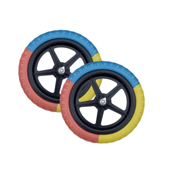 Pack of 2 12 Inch Foam Wheels with Build and Tricolor Finish for Kids Balance Bikes Shock Absorption