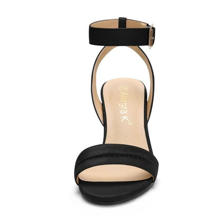 unique bargains s open toe stacked wedge ankle sandals black size 8 5 unique bargains s open toe stacked wedge ankle sandals black size 8 5