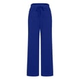 thumbnail image 3 of AWXNJUX Women's Loose Cargo Pants Retro Multi Pocket Low Waist Drawstring Pig Nose Buckle Slim Straight Woven Casual Pants (Blue,S), 3 of 6