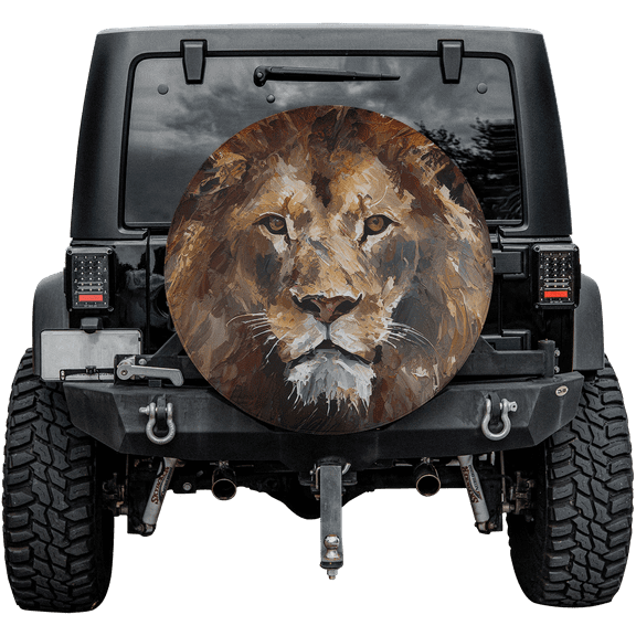 Lotusprinthandmade Lion Majestic Abstract Spare Tire Cover Without Backup Camera Hole 6 Sizes (27 in.)