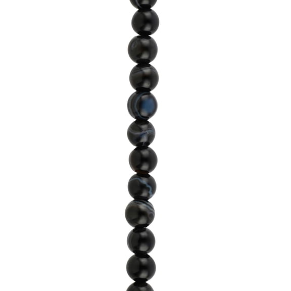 Bead Landing Blue & Black Tuxedo Agate Round Beads, 4mm, 12 Pack