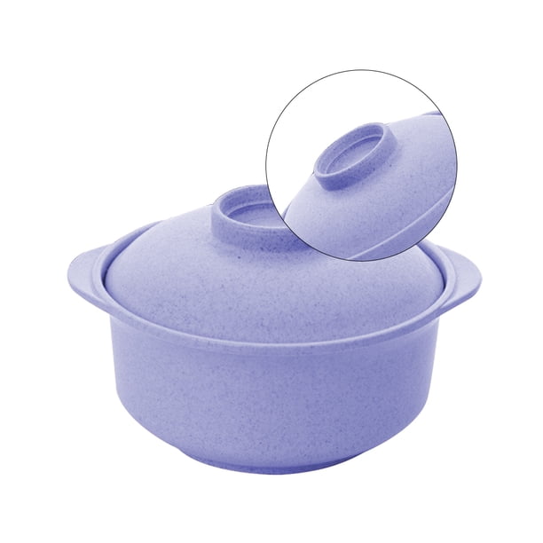 Ounissouiy Instant Noodles Bowl with Lid Japanese Fruit Curved Box Handle Style Large Household Simple Lunch Supplies Rice Ramen Bowls Mostrada Azul