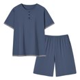 thumbnail image 2 of yillto Mens Pajamas Set Big and Tall Lightweight Summer Pjs Sleepwear Soft Comfy Short Sleeve Loungewear Shorts, 2 of 6