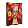 thumbnail image 3 of Stupell Industries Bold Frida Kahlo Portrait Floral Poppies Pattern Painting Jet Black Floating Framed Canvas Print Wall Art, Design by Diane Neukirch, 3 of 6