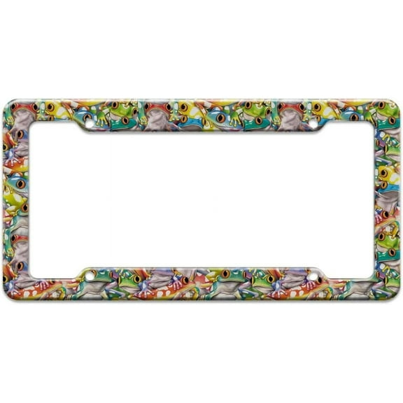 Graphics and More Tropical Rainforest Tree Frog Pattern License Plate Tag Frame multi
