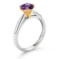 thumbnail image 3 of Gem Stone King 925 Sterling Silver with 10K Yellow Gold Purple Amethyst Solitaire Engagement Ring for Women (1.00 Cttw, Gemstone February Birthstone, Round 6MM, Available in Size 5, 6, 7, 8, 9), 3 of 4
