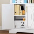 thumbnail image 6 of VKCC 70.9" Storage Sideboard, LED Display Cabinet with Adjustable Shelf & Double Doors, Pantry Cabinet for Kitchen Dining Room, White, 6 of 10