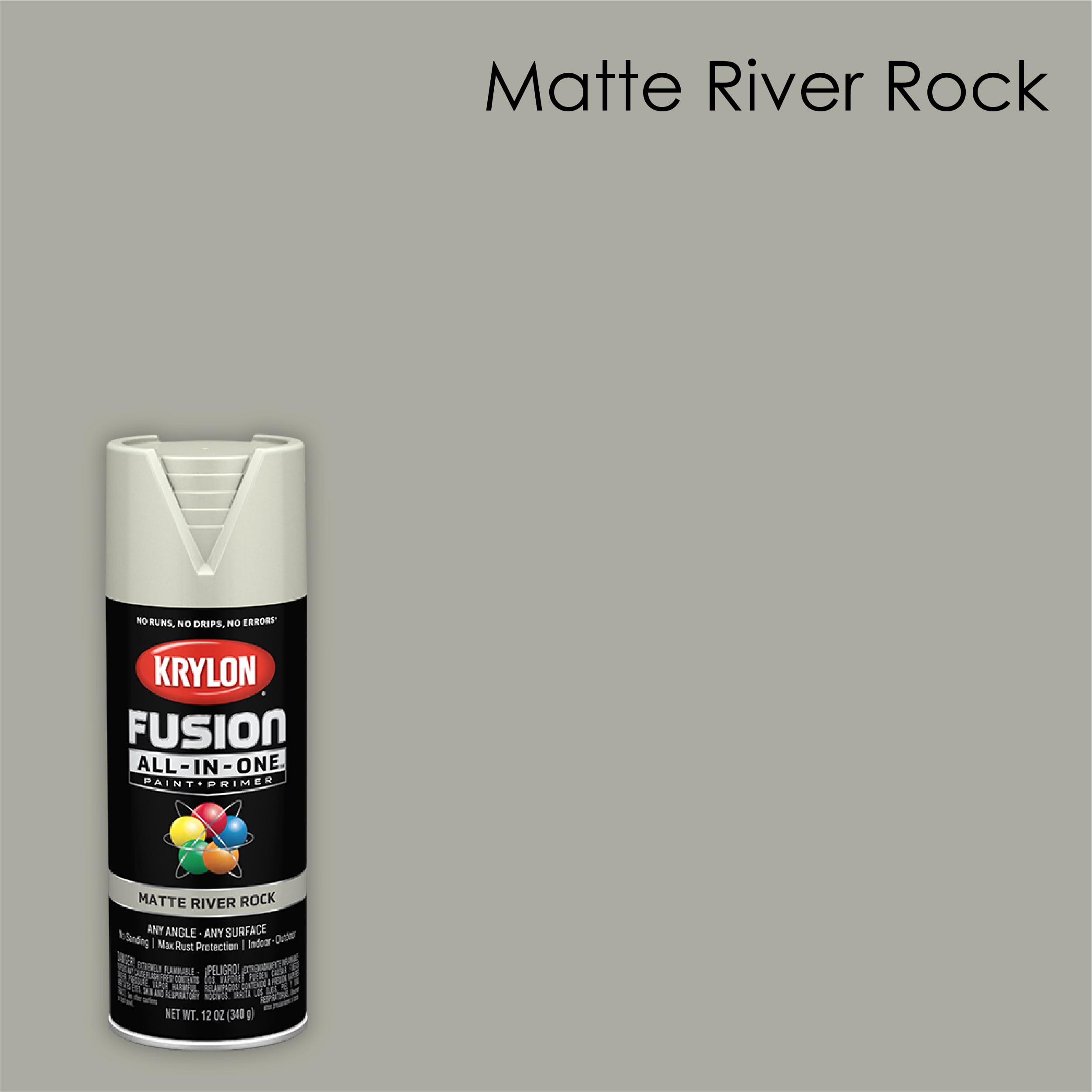 Krylon Fusion AllInOne Spray Paint, Matte, River Rock, 12 oz