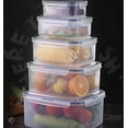 thumbnail image 1 of 10 Pcs （5 Containers & 5 Lids） Multifunctional Large Refrigerator Fresh Food Storage Containers Set - Leakproof, BPA-Free Plastic Sealed Plastic Fresh Keeping Box with Lids, 1 of 5